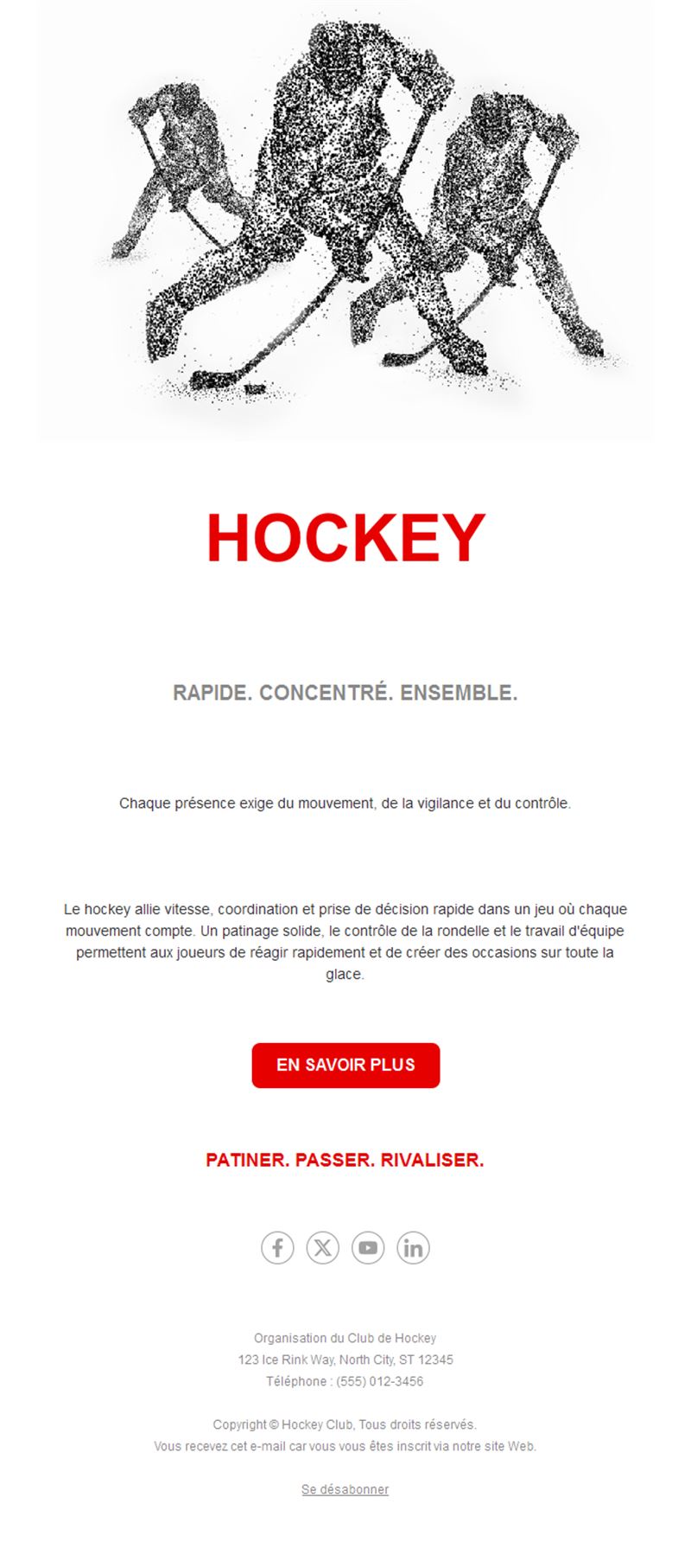 Email minimaliste de hockey sur glace