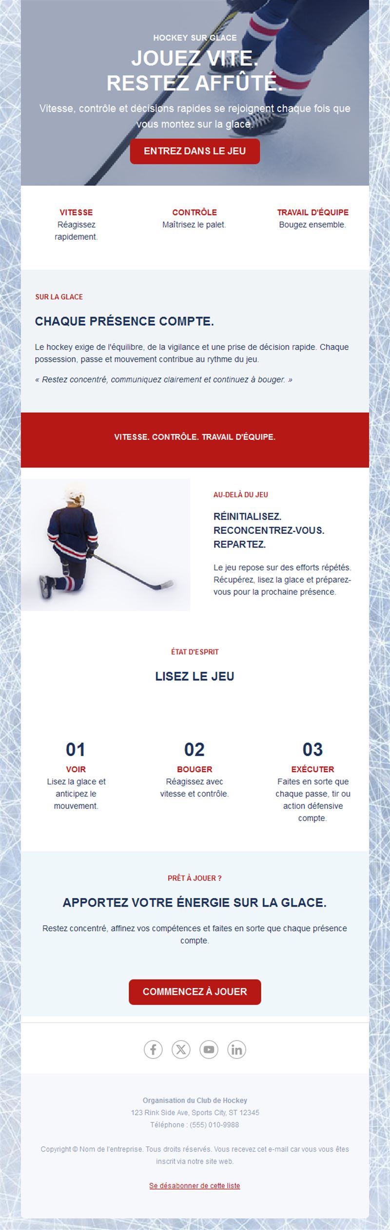 Newsletter de club de hockey sur glace