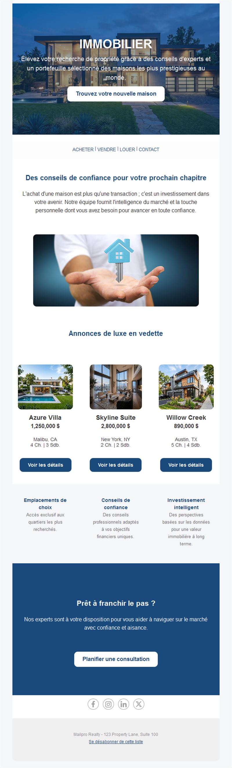 Newsletter de biens immobiliers de luxe