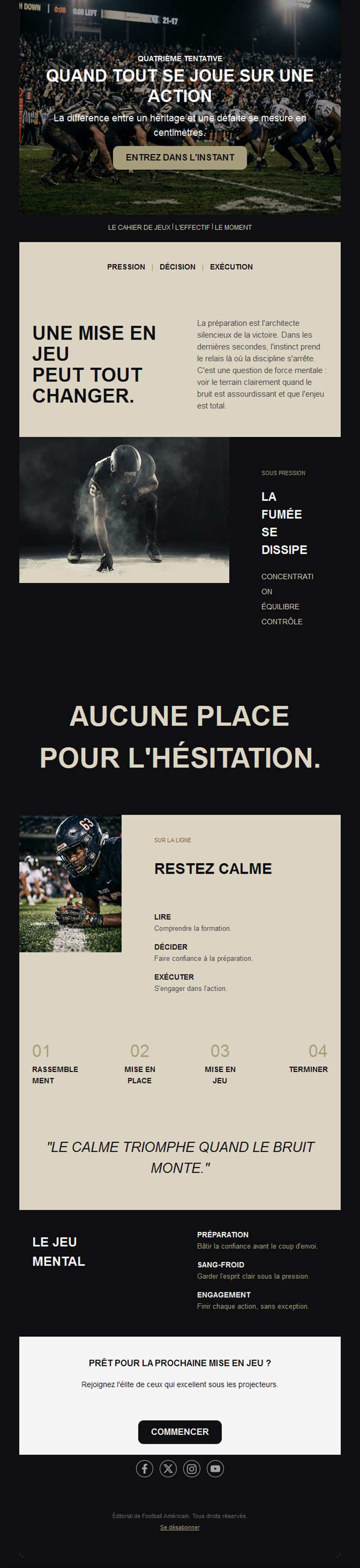 Email d'avant-match pour un grand rendez-vous