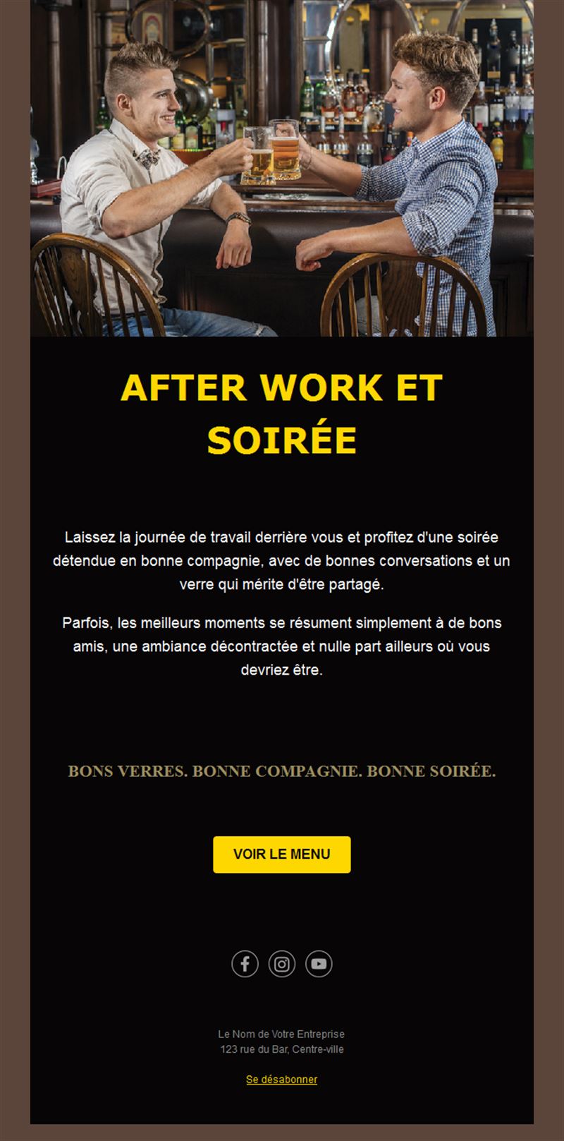 Invitation email à un afterwork