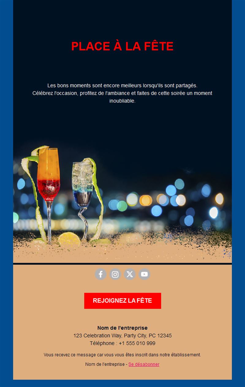 Invitation email à une soirée cocktails