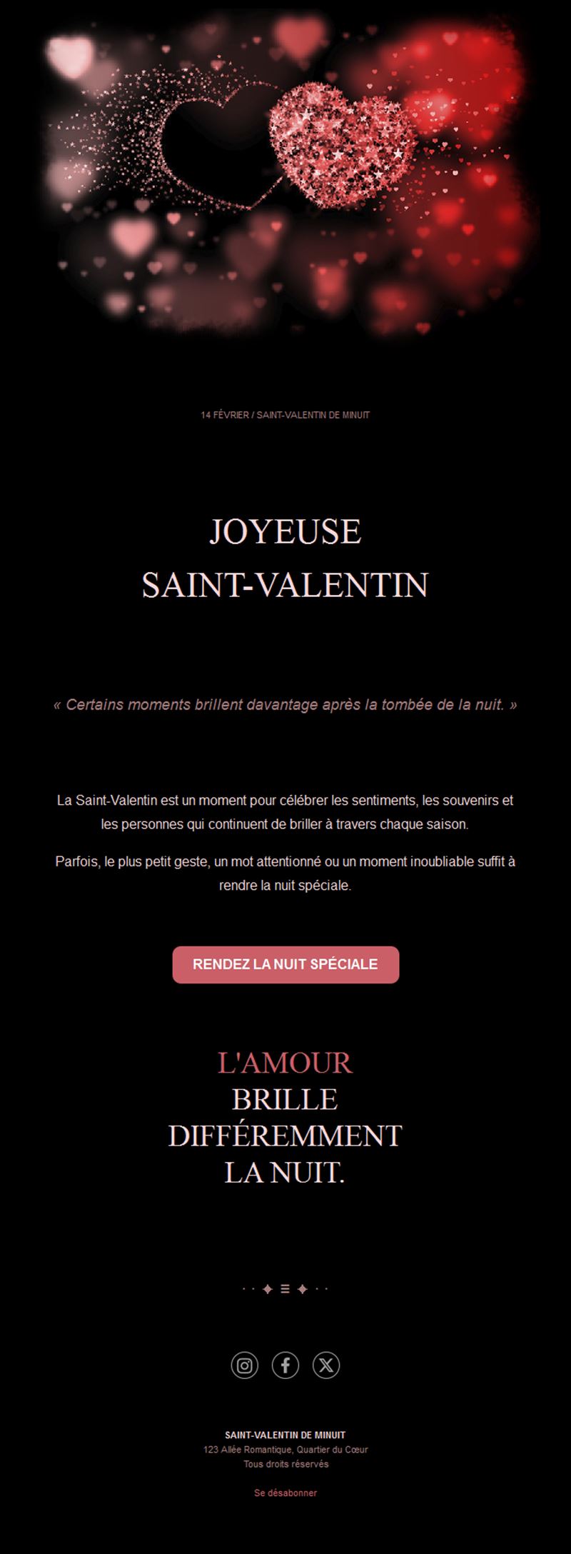 Email nocturne de Saint-Valentin