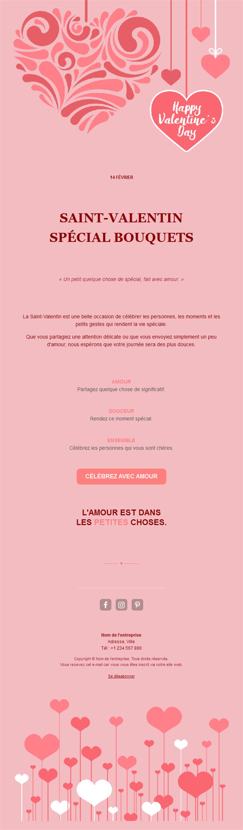 Email bouquets de fleurs de Saint-Valentin