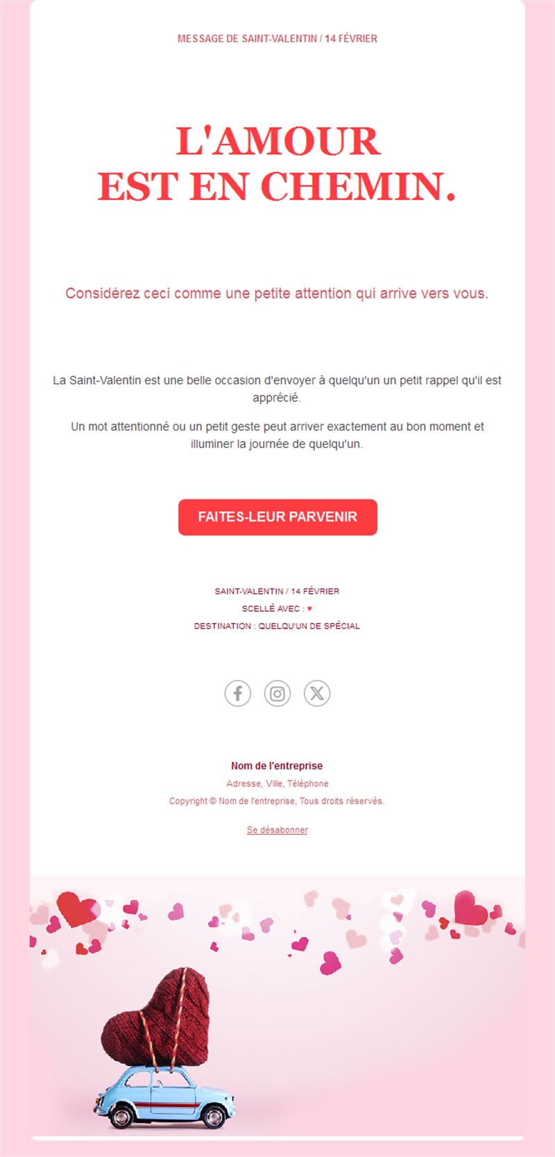 Email Saint-Valentin : l'amour en route