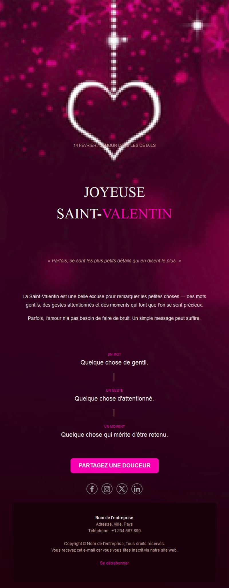 Email magenta de Saint-Valentin