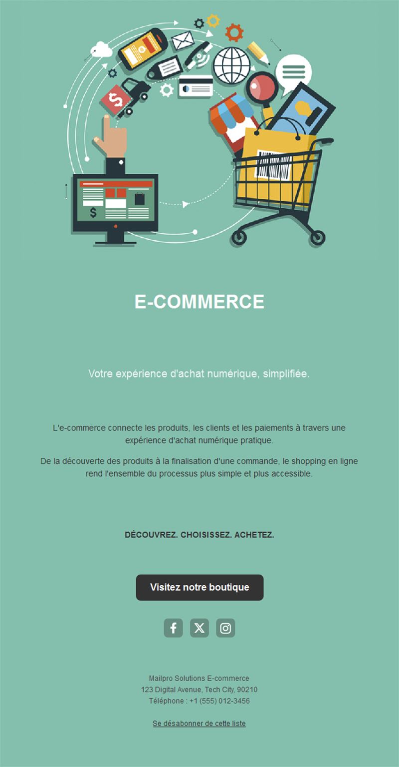 Email vert sauge de shopping en ligne