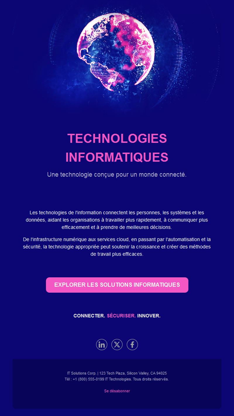 Email violet de technologies de l'information