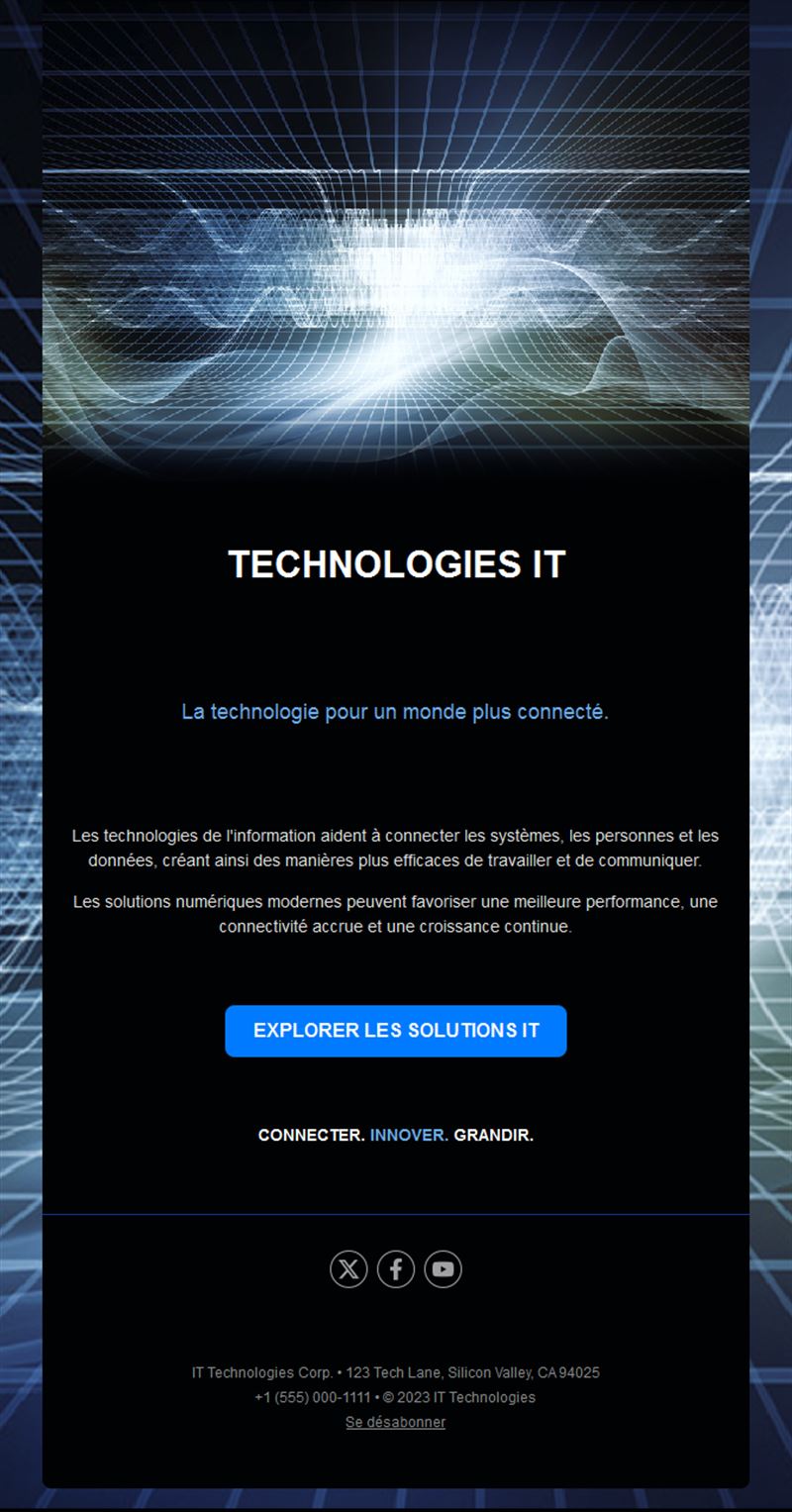 Email noir de technologies de l'information