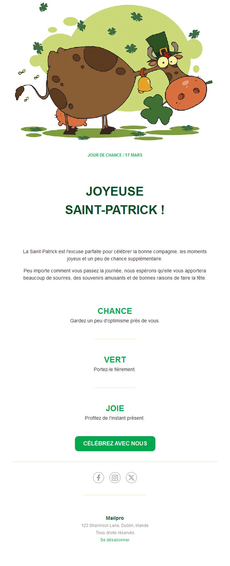 Email ludique de la Saint-Patrick