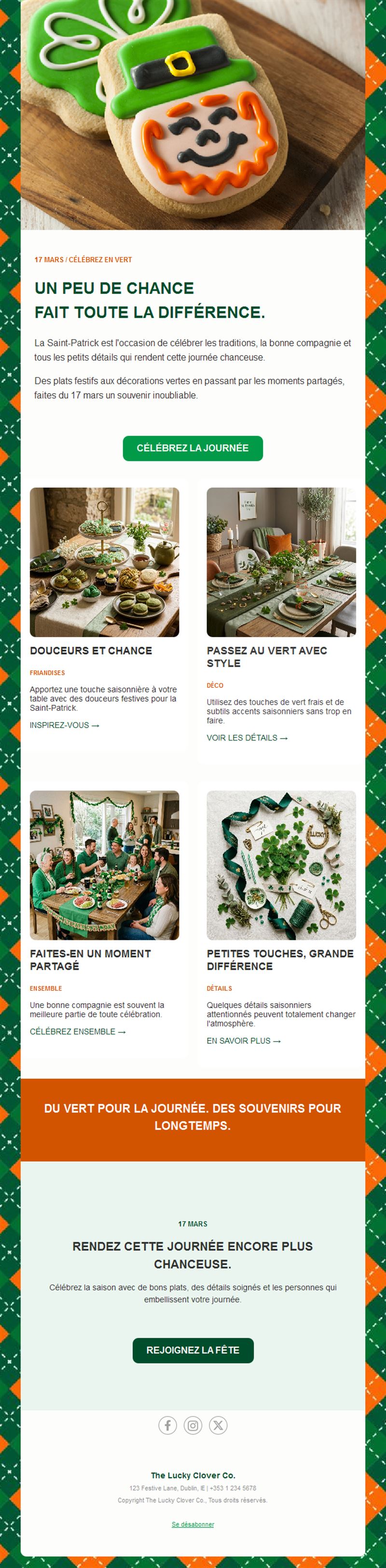 Newsletter d'idées de fête de la Saint-Patrick