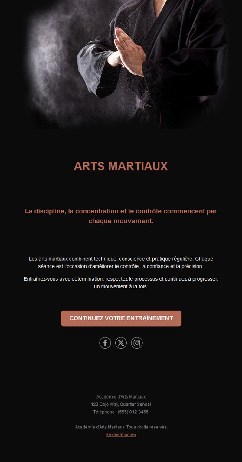 Email noir d'académie d'arts martiaux