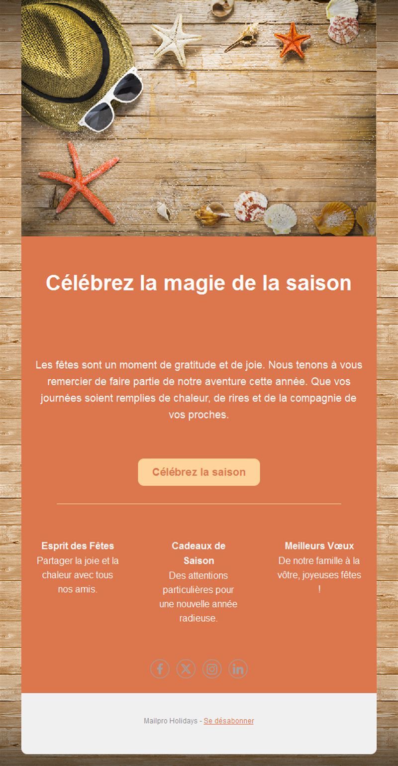 Email de vœux de saison pour vos clients