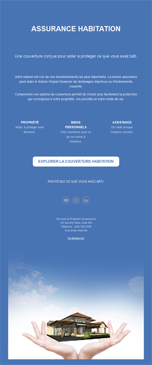 Email assurance habitation maison dans les mains