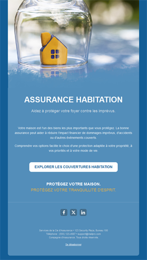 Email bleu d'assurance habitation