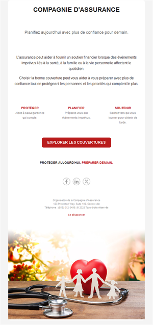 Email d'assurance santé et famille