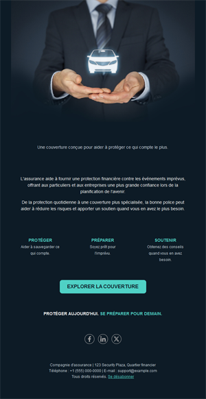 Email sombre d'assurance auto