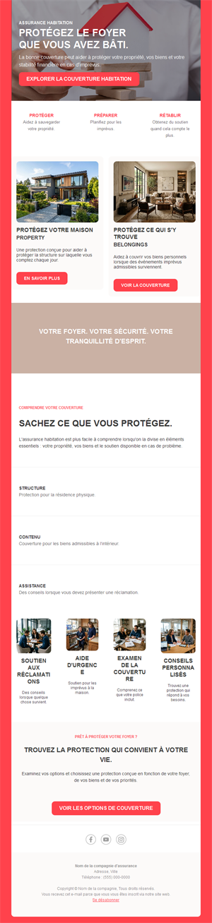 Newsletter rouge d'assurance habitation