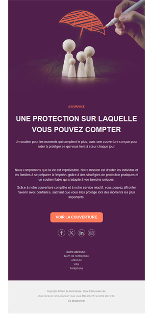 Email violet d'assurance famille
