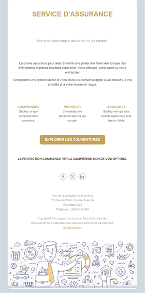 Email de service d'assurance illustré
