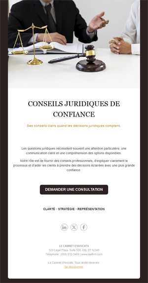 Email simple de cabinet avec marteau