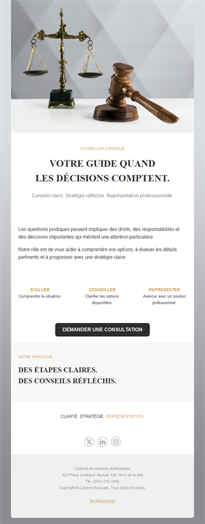 Email de consultation pour cabinet d'avocats