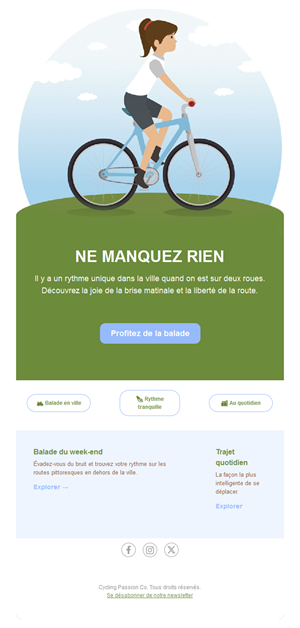 Email illustré de vélo en ville