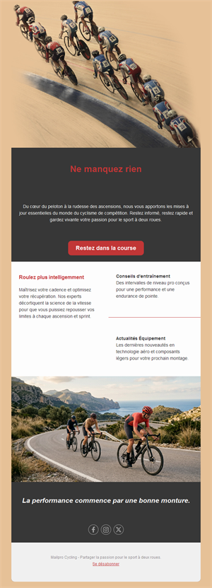 Newsletter courses et entraînement cycliste