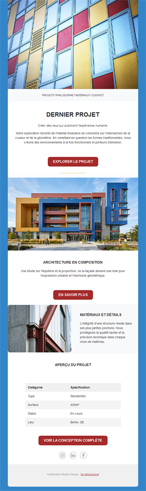 Newsletter architecture aux façades colorées