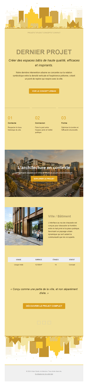 Newsletter de projet d'architecture urbaine