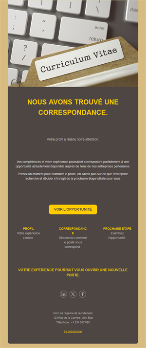 Email de recrutement CV correspondant