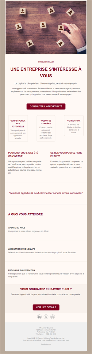 Email d'approche de chasseur de têtes