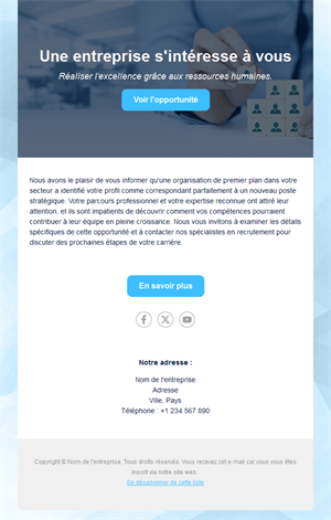 Email de recruteur avec opportunité d'emploi