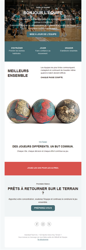 Newsletter esprit d'équipe au handball