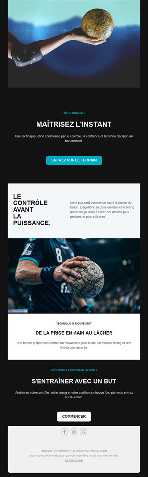 Email de technique de handball