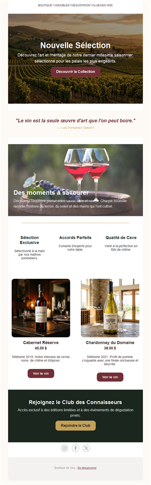 Email vins et accords mets-vins