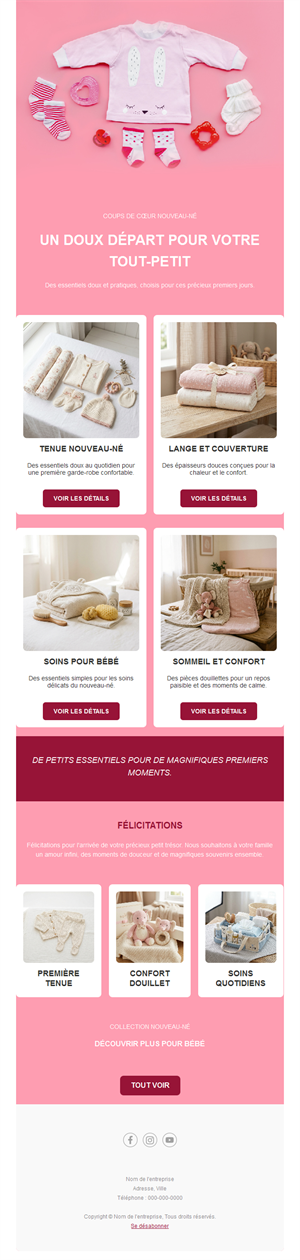 Newsletter rose de boutique bébé