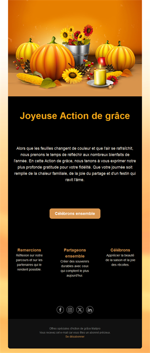 Email de Thanksgiving avec citrouilles