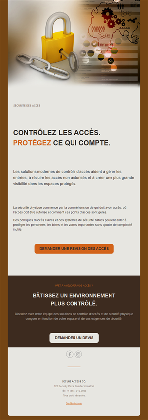 Email de contrôle d'accès avec cadenas