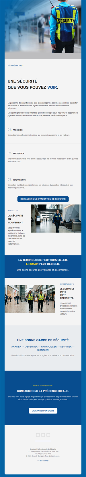 Email de gardiennage sur site