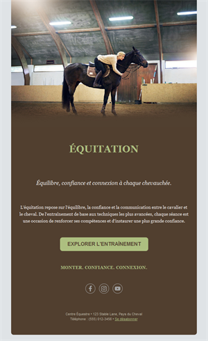 Email d'entraînement en manège