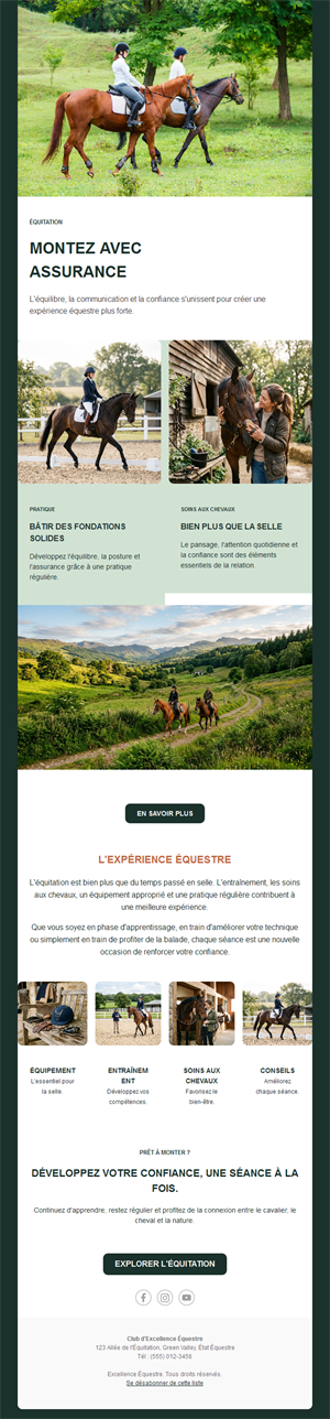 Newsletter de club d'équitation