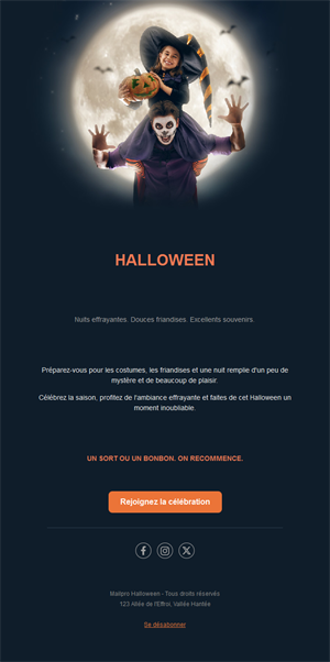 Modèle d'email Halloween en famille