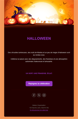 Modèle d'email Halloween citrouilles