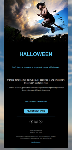 Modèle d'email Halloween sorcière