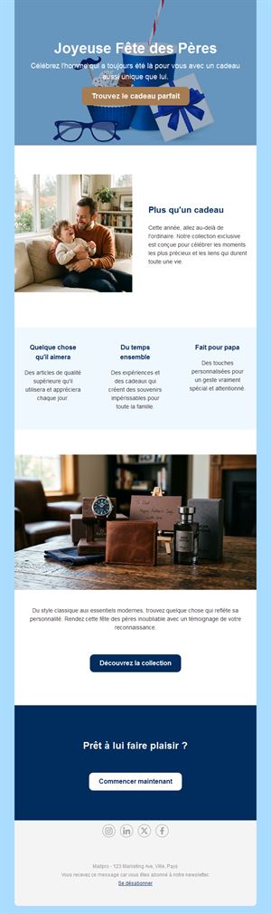Email collection cadeaux fête des pères
