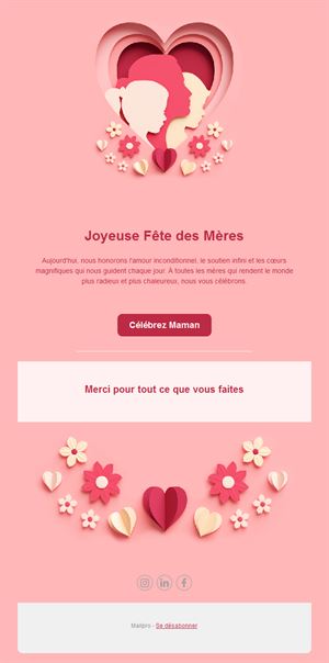 Email rose de fête des mères avec cœur