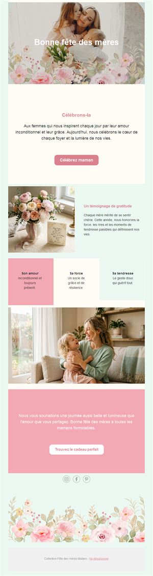 Newsletter menthe et rose de fête des mères