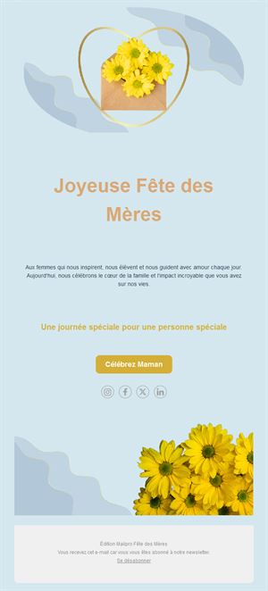 Email de fête des mères aux fleurs jaunes