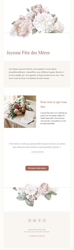 Email élégant de fête des mères aux pivoines